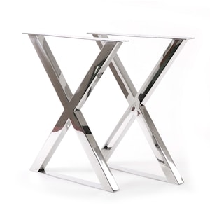 X Polished Chrome Mirror Finish Stainless Steel Metal Table Legs for Dining