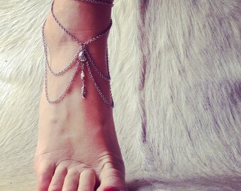 Barefoot sandal ethnicChainmaille foot chain boldbelly dancer accessory ethnicfoot chain bold
