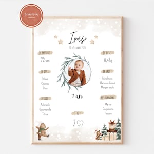 Poster zur Baby-Geburtstagsdekoration mit dem Thema „Sweet Winter“, Format A4