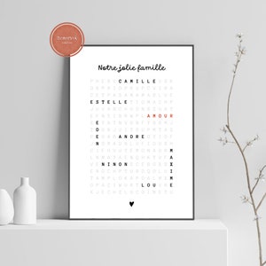 Toile Personnalisée Famille Scrabble - Avec Prénoms Et Empreintes, Plusieurs Tailles, Cadre En Pin, Impression Haute Qualité Résistante Aux UV - 9