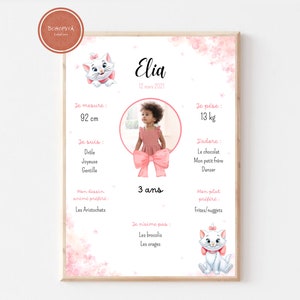 Póster de decoración de cumpleaños para bebé o niño, temática Los Aristogatos, formato A4