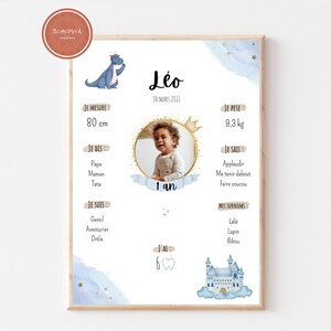 Birthday decoration poster for baby Prince theme, A4 format
