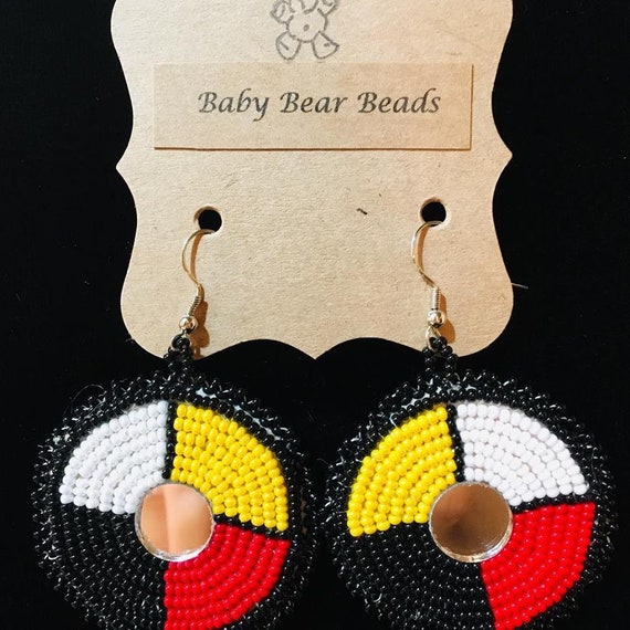 Native American Authentic Beaded Rosette Earrings