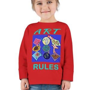 ART RULES Toddler Long Sleeve Tee: Eco-Friendly Cotton Kids Shirt