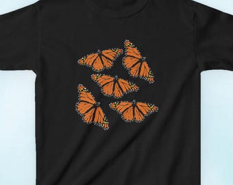 Monarch Butterfly Kids Tee: Eco-Friendly Cotton, Hand-Drawn Design