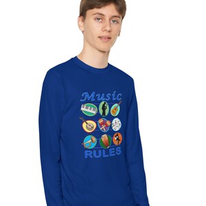 Musician Kids Long Sleeve Tee: Musical Instruments Graphic, Music Rules
