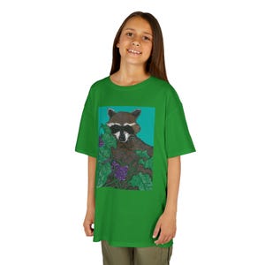 Raccoon Kids Tee: Eco-Friendly Cotton Children's Shirt, Hand-Drawn image 3