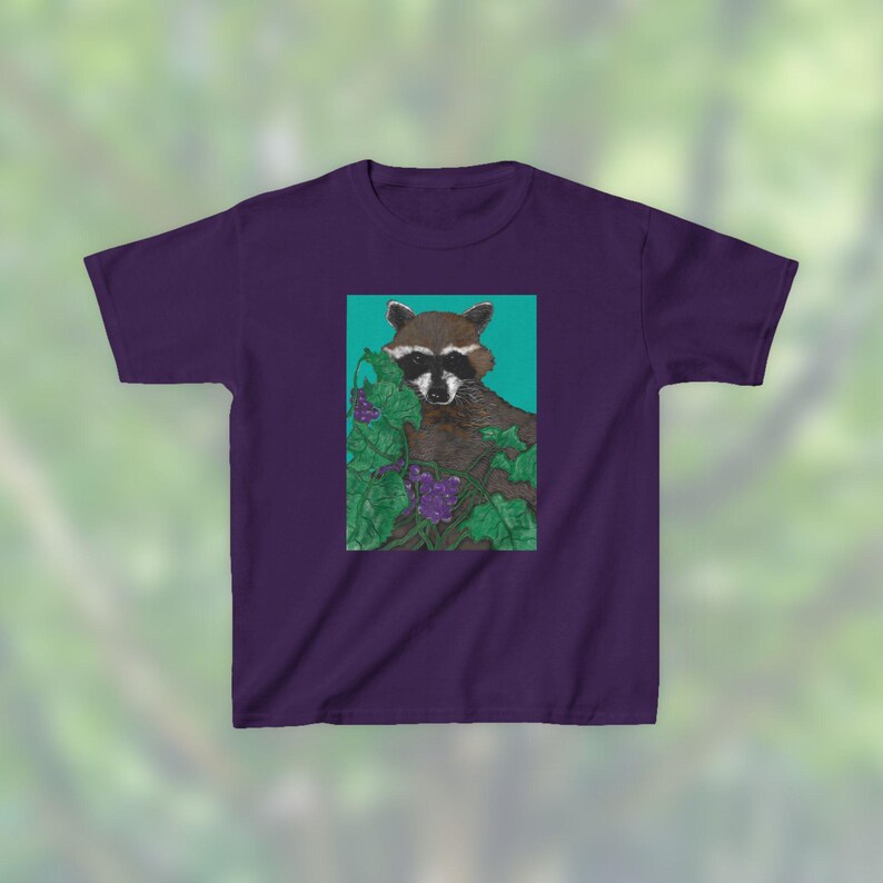 Raccoon Kids Tee: Eco-Friendly Cotton Children's Shirt, Hand-Drawn image 6