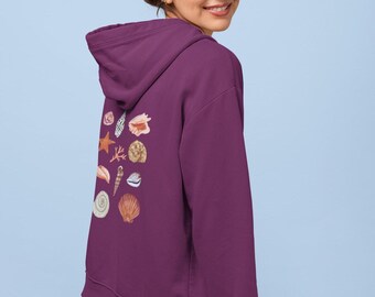 Seashell Starfish Graphic Hoodie: Beach Lover Cotton-Blend Sweatshirt