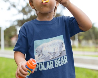Toddler t-Shirt, polar bear hand-drawn print on eco-friendly cotton