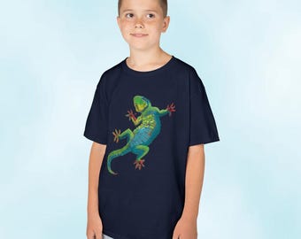 Eco-Friendly Kids Lizard Tee: Hand-Drawn Graphic, Unisex Cotton T-Shirt