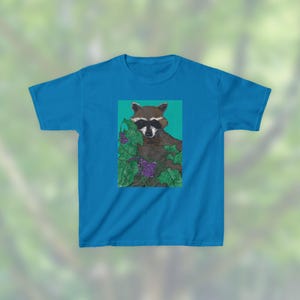 Raccoon Kids Tee: Eco-Friendly Cotton Children's Shirt, Hand-Drawn image 5