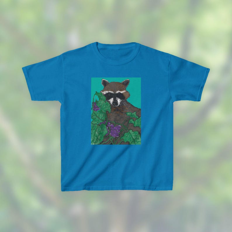 Raccoon Kids Tee: Eco-Friendly Cotton Children's Shirt, Hand-Drawn image 5