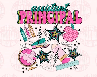 DIGITAL Teacher Png Retro Teacher Occupation Design Sublimation School Png Sublimation Design Cute Teacher Design Assistant Principal Png