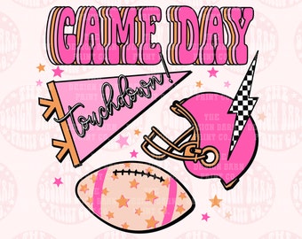 Archivo PNG de diseño de fútbol para el día del juego DIGITAL, descarga digital, fútbol PNG, sublimación, día del juego PNG, diseño para el día del juego, fútbol para el día del juego preppy