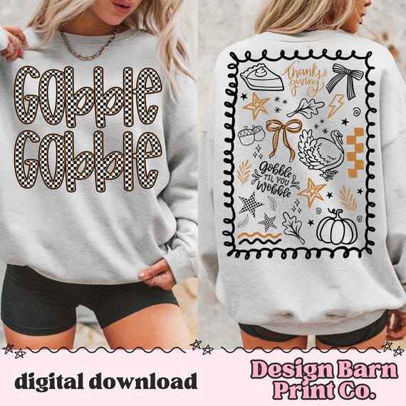 Gobble Gobble Png, Thanksgiving Bundle, Preppy Fall Design, Thanksgiving Shirt Design,Pumpkin Spice Png, Coquette Thanksgiving,Autumn Design
