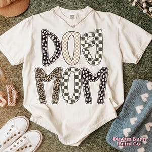 Dog Mama PNG Leopard Mama Shirt Design Checkered Mama PNG Retro Png Dog Lover Png Neutral Png Design Mothers Day Png Mom Shirt Design