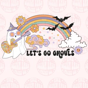 DIGITAL Vamos Lá, Fantasmas! PNG Design de Halloween com Fantasma Descolado PNG de Halloween PNG de Abóbora Fofa PNG de Halloween Fofo PNG Design de Sublimação Design Assustador