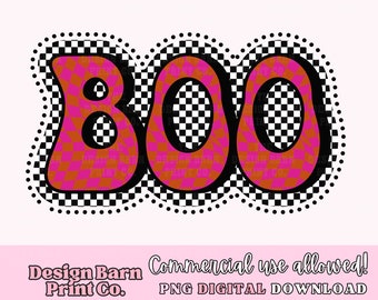 DIGITAL Checkered Boo PNG, Retro Halloween Design,Halloween Png,Sublimation,Digital Design,Retro Halloween Png,Spooky Season png,Fall png,