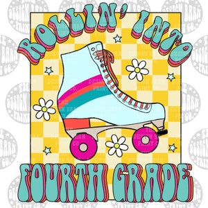 Back to school, Fourth Grade Printable, Fourth Grade PNG, First Day Of School, School Png, School printable, Sublimation PNG, Retro Design