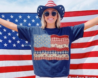 Amerikansk flagga png, lapptäcke png, fjärde juli-design, sommar-png, USA-design, trendig sommarsublimering-png, amerikansk png