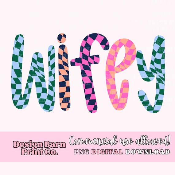 Checkered Wifey PNG Retro Png Mama Design Sublimation Colorblock Name Png Digital Download PNG Checkered Letters Png Sublimation Designs