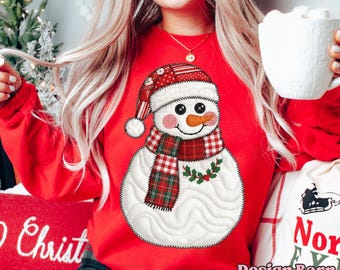 Muñeco de nieve de patchwork PNG, patchwork navideño PNG, colcha PNG, Navidad PNG, Navidad vintage PNG, muñeco de nieve PNG, Navidad preppy, Saux bordado PNG