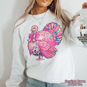 Disco Turkey Png, Thanksgiving Png, Retro Turkey Design, Fall PNG Design, Fall Coquette Design, Girly Thanksgiving Png, Trending Png image 4