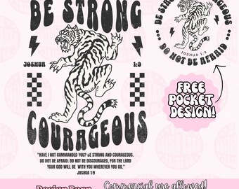 DIGITALE wees sterk en moedig png vintage png christelijk ontwerp sublimatie kunst christelijke png sublimatie ontwerpen bijbelvers ontwerp
