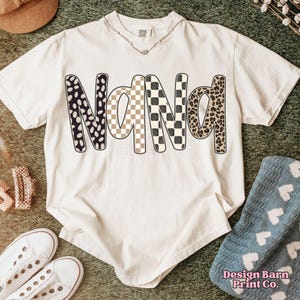Nana PNG Leopard Mimi Shirt Design Checkered Mama PNG Retro Png Sublimation Download Neutral Png Design Mothers Day Png Mom Shirt Design