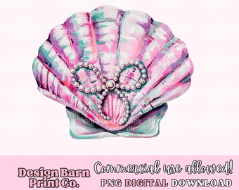 Coquette Seashell PNG, Pearl Bow Png, Coastal Png, Beach Png, Summer Vibes Png, Summer Coquette Png, Summer Png, Trendy Png,Retro Summer Png