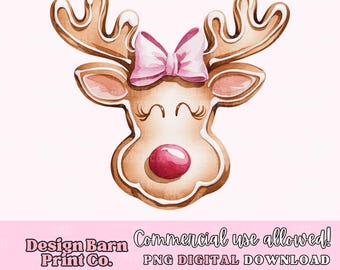 Reindeer Cookie Png, Sugar Cookie Png, Christmas Baking Png, Coquette Christmas Png, Christmas Design, Girly Christmas Png, Pink Christmas