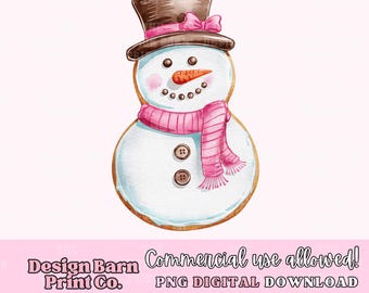 Snowman Cookie Png, Sugar Cookie Png, Christmas Baking Png, Coquette Christmas Png, Christmas Design, Girly Christmas Png, Pink Christmas