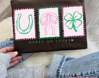 Happy Go Lucky png, Lucky Design, St Pattys png, Coquette Spring Season png, Vårsublimering, Flickigt png,