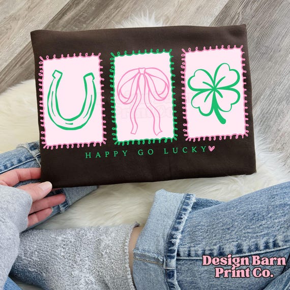 Happy Go Lucky Png, Lucky Design, St Pattys Png, Coquette Spring Season Png, Spring Sublimation, Girly Png,