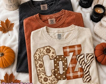 Cozy Fall PNG Design, Autumn PNG, Varsity Png, Fall Pumpkin Design, Girly Png, Trendy Thanksgiving Png
