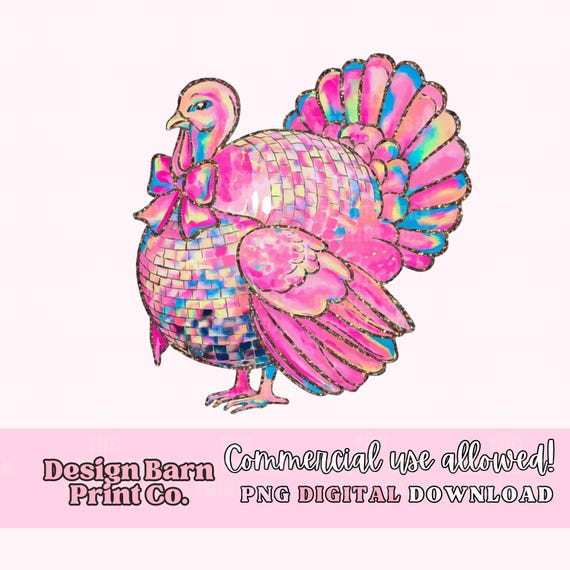 Disco Turkey Png, Thanksgiving Png, Retro Turkey Design, Fall PNG Design, Fall Coquette Design, Girly Thanksgiving Png, Trending Png