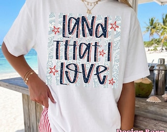 Land jag älskar png, Fjärde juli-design, Sommar-png, USA-design, Trendig sommarsublimering-png, Amerika-png