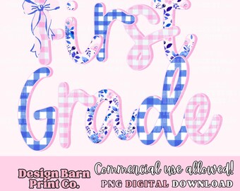 Coquette First Grade Png, Preppy School Design, School Grades Png, Pink School Design, Back To School Png, First Day Of School Png,Girly Png