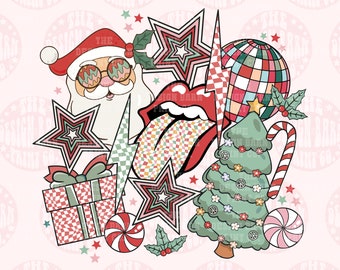 DIGITAL Retro Christmas png, Santa Baby png, Christmas Collage, Groovy Christmas Png, Cute Christmas png, Vintage Christmas Png