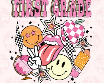 Back to school, First Grade Printable, First Grade PNG, First Day Of School, School Png, School printable, Sublimation, First Grade Design