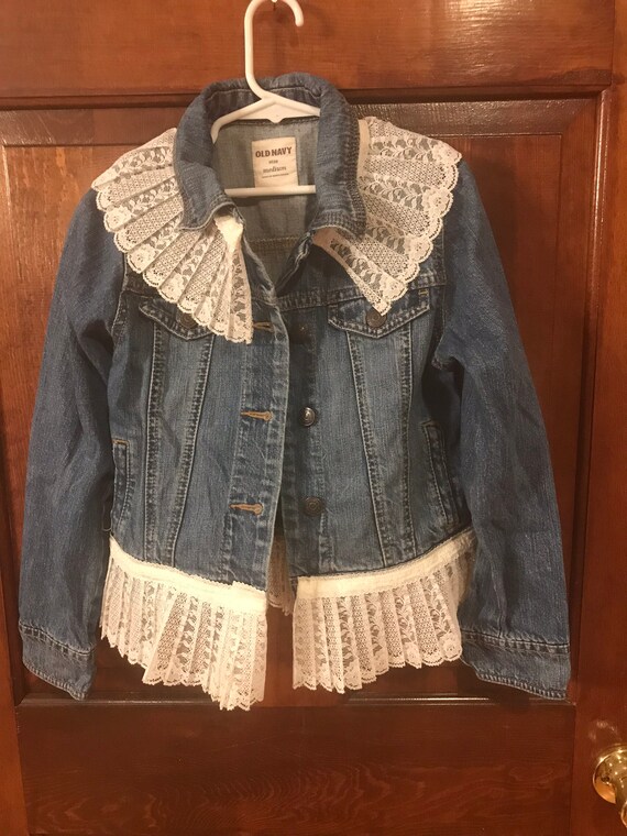 jean jacket with lace bottom