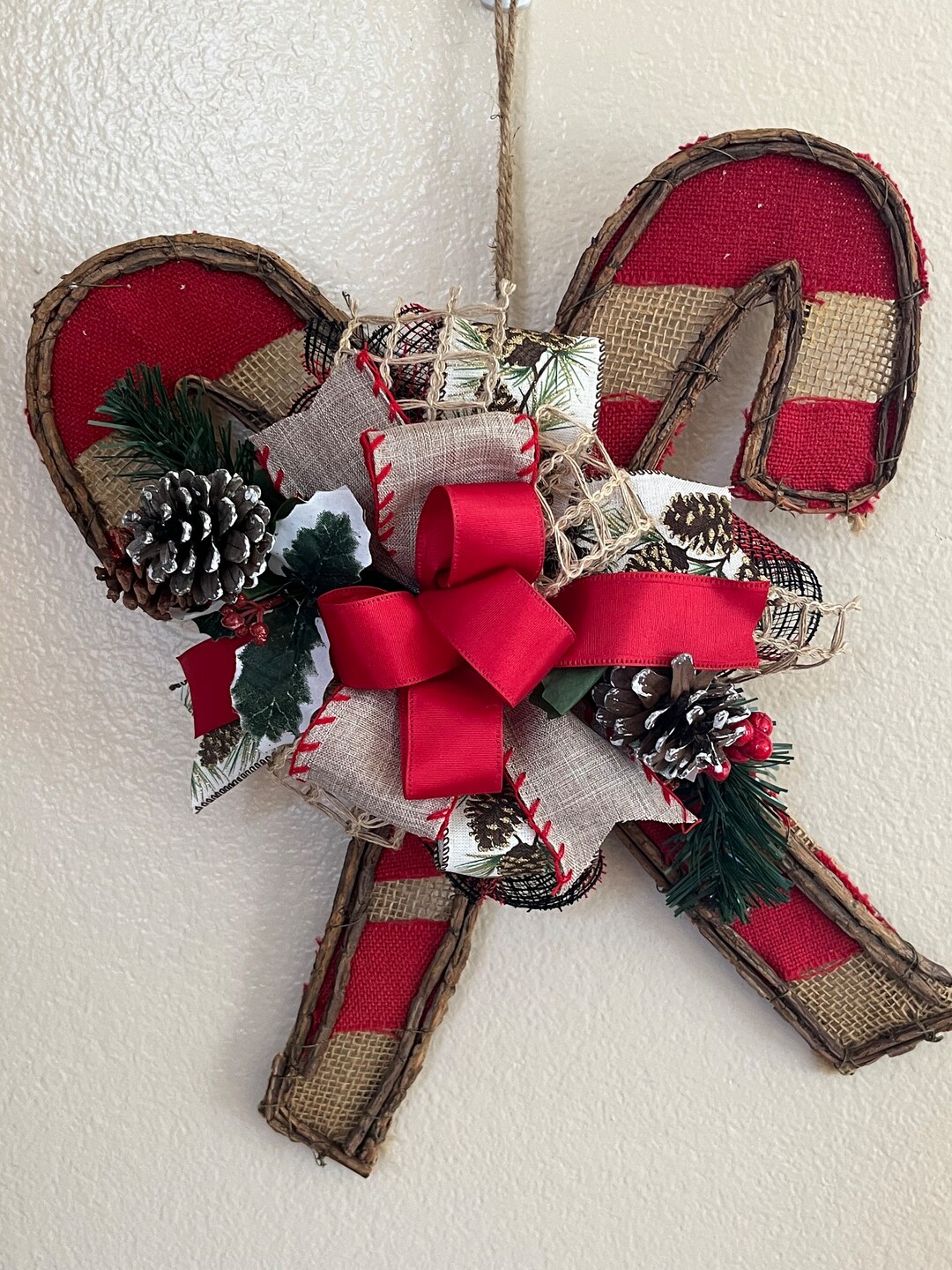 Farmhouse Candy Canes, Rustic Candy Canes, Rustic Christmas Wall Hanger ...