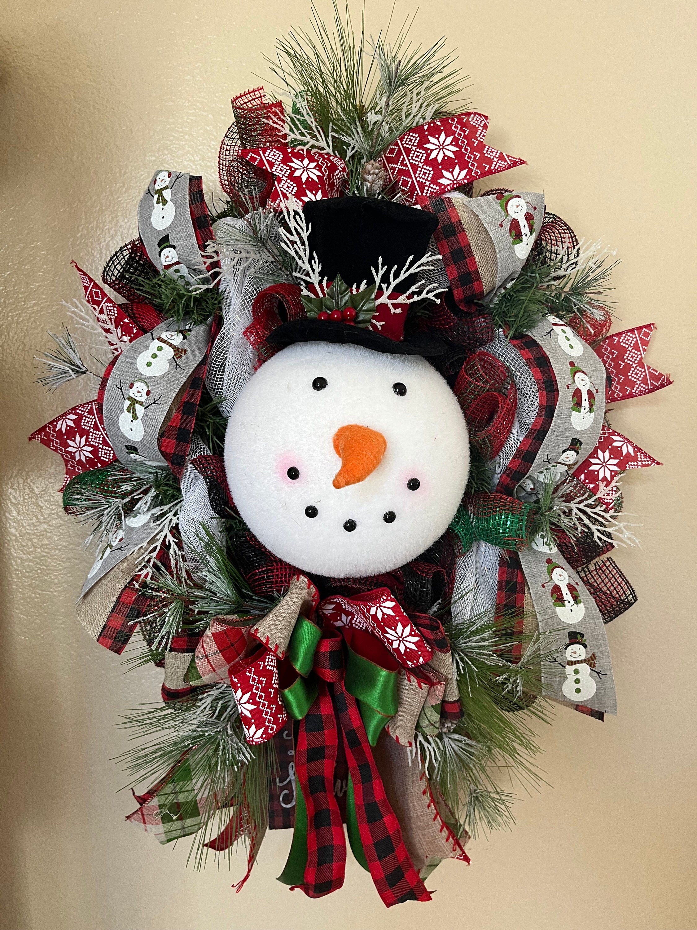 クリスマスリース☆スノーマン Snowman Wreath, Christmas Wreath, Winter Wreath - Etsy