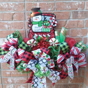 Snowman Wreath, Winter Wreath, Snowman Rail Door Decor, Christmas Wreath, Christmas Truck Rail, Christmas Door Decor, Merry Christmas
