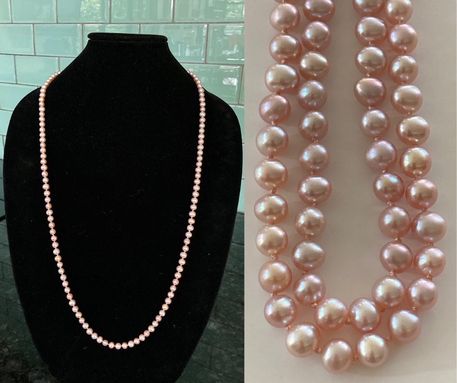Natural pink 2024 pearl necklace
