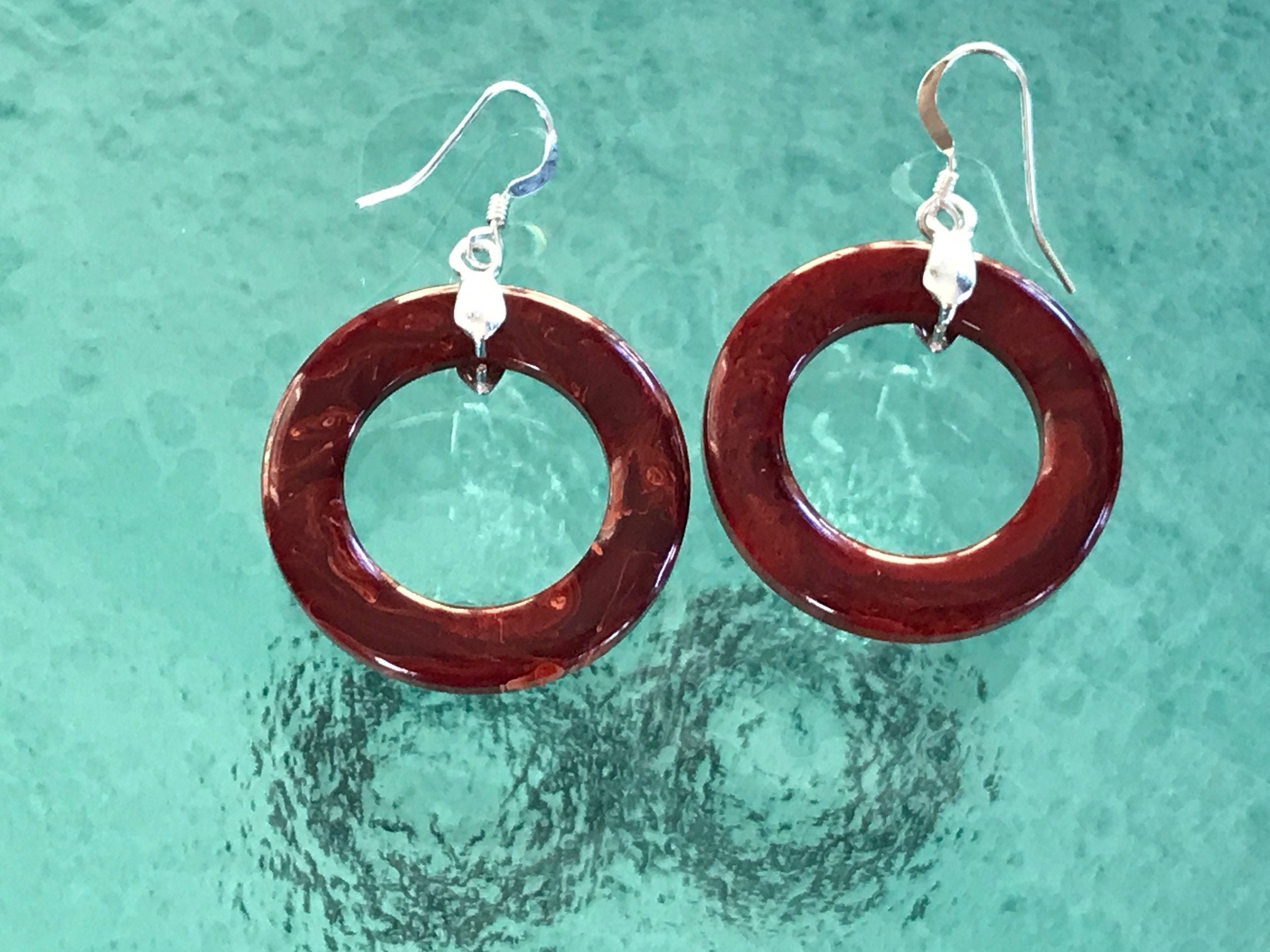 Bakelite Hoop Earrings Oxblood Bakelite Jewelry Upcycled Etsy UK