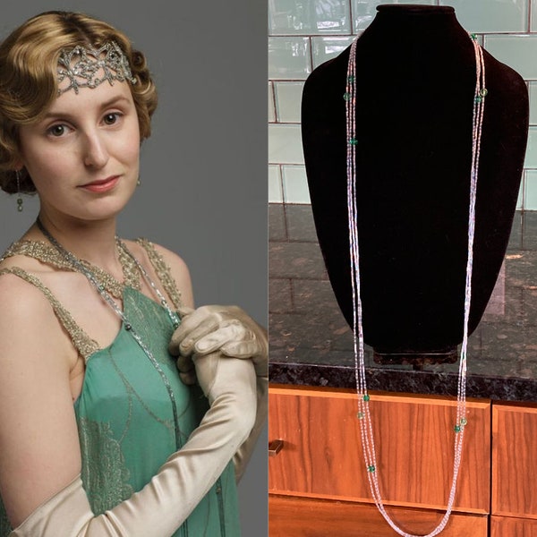 Downton Abbey Necklace Lady Edith Necklace Crystal Flapper Necklace Beaded Flapper Necklace Iridescent Flapper Necklace Long Gatsby Necklace