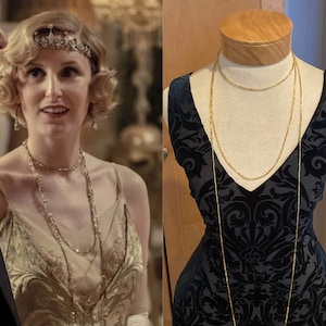 Downton Abbey Necklace Lady Edith Necklace Gold Flapper Gatsby Necklace Beaded Flapper Necklace Roaring &#39;20s Necklace Upcyled Vintage Beads