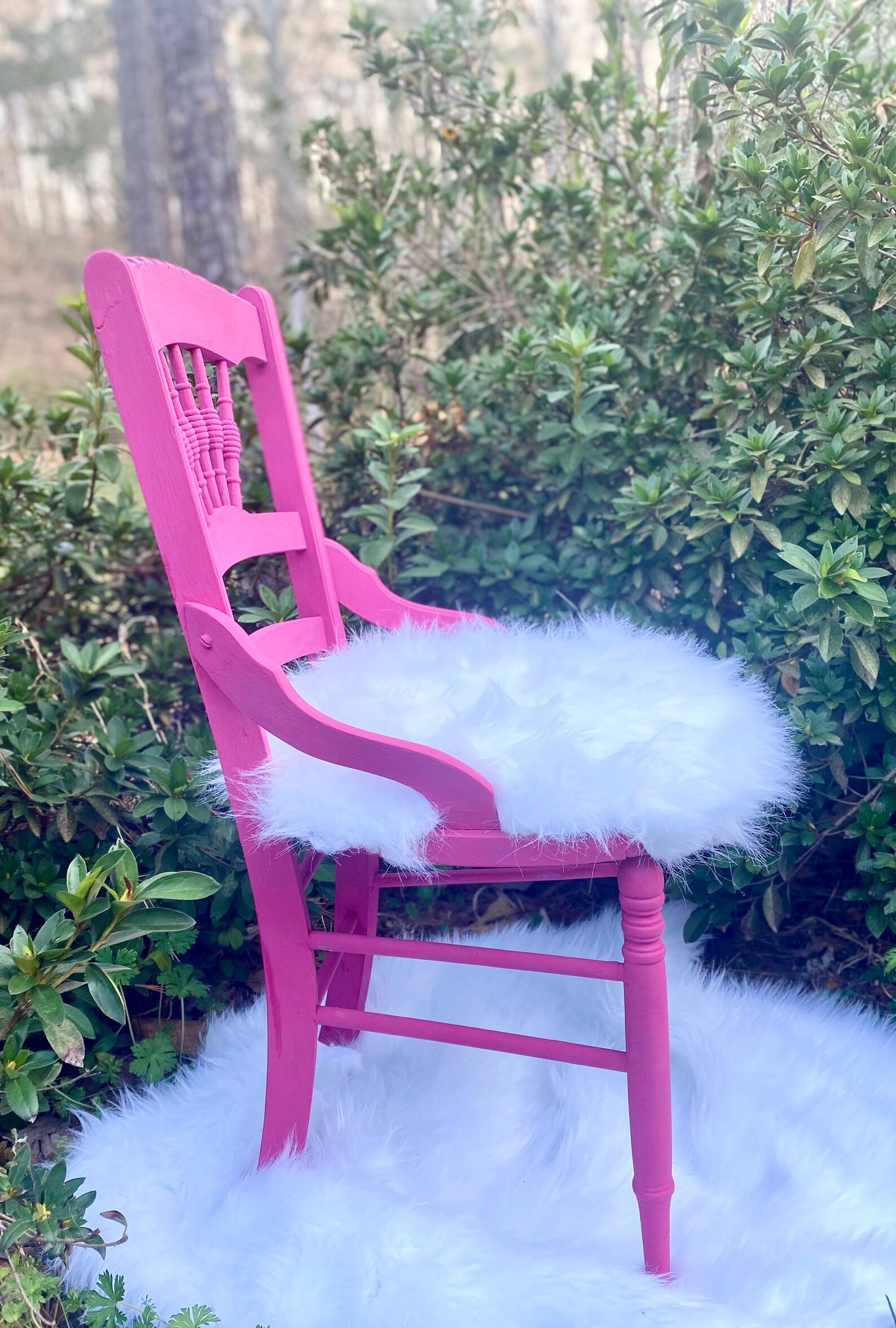 Pink Faux Fur Little Girls Accent Chair Etsy